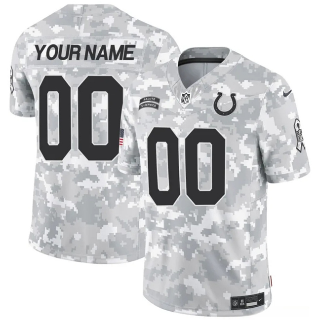 Men's Arctic Camo Indianapolis Colts Active Player Custom 2024 F.U.S.E Salute to Service Limited Stitched Football Jersey